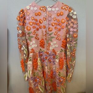 HELSI Erika Puff-Shoulder 3d Floral Applique Mini Dress